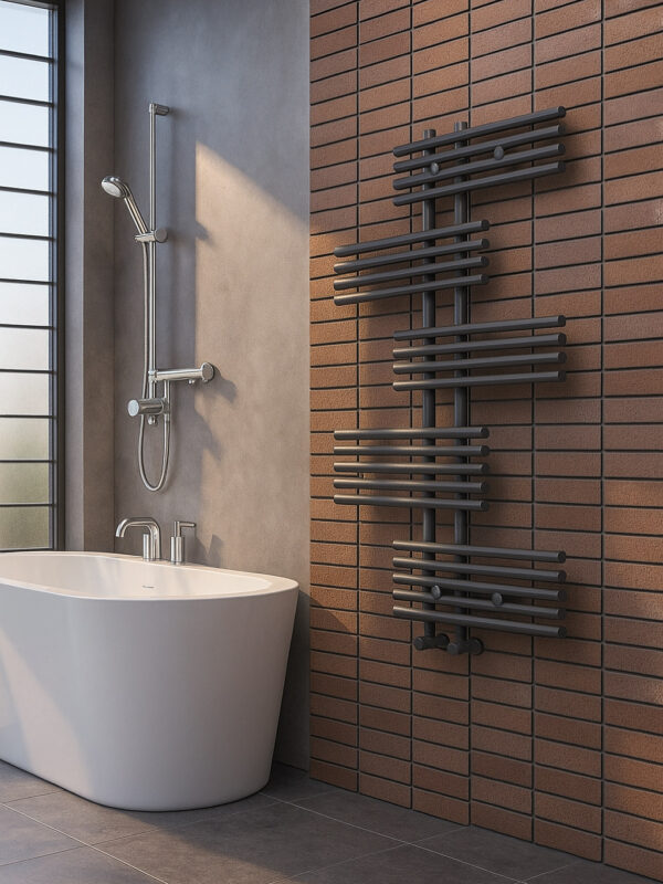 Verticale Zwarte Designradiator – Stijlvol & Energiezuinig FIJI 650 x 1250 Zwart