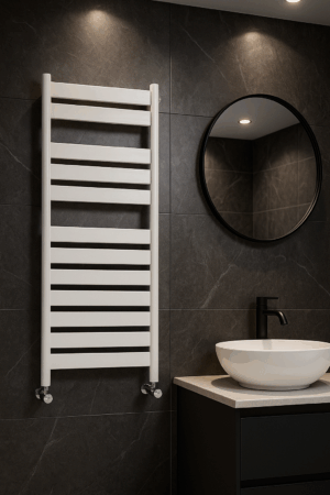 Witte designradiator 1200x500 met onderaansluiting kopen | D-Radiatoren.nl