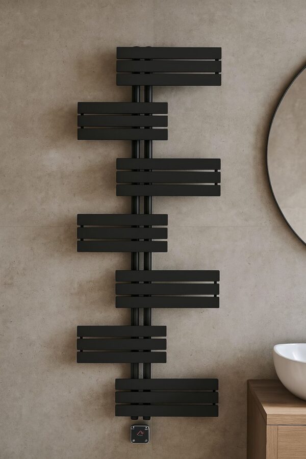 7e071e1b-a5e1-4561-be9a-dbb0d127b65d Elektrische radiator badkamer Anjer Premium ELECT. 500 x 1150 Zwart