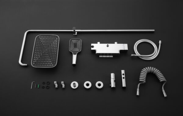 multi zilver 3 vierkant Opbouw Douche kraan Multi vierkant zilver