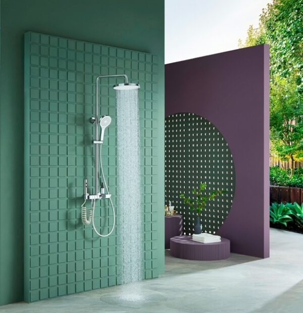 multi zilver rond 4 Opbouw Douche kraan Multi zilver rond