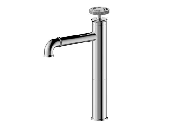 Wastafelkraan opbouw zilver hoog