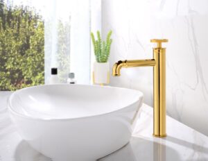 Wastafelkraan opbouw goud hoog