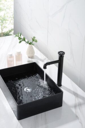 Wastafelkraan opbouw zwart hoog