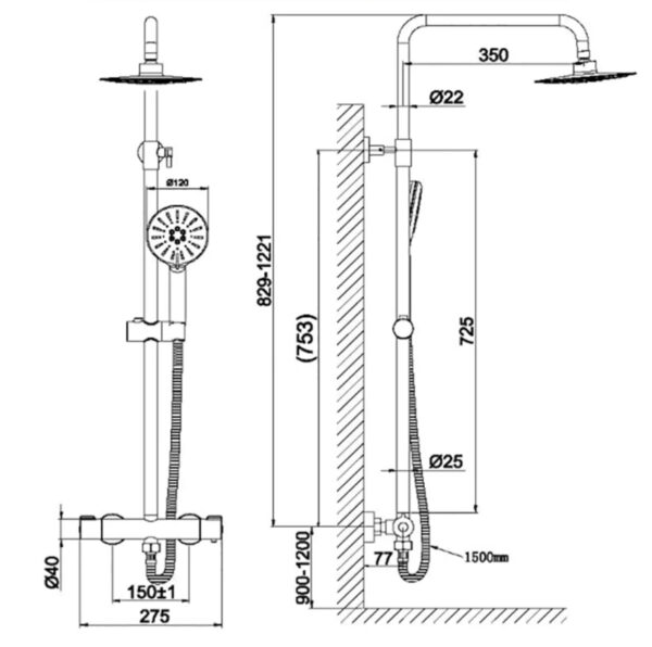 Regendouche Luxe zwart
