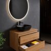 Luxe houten wastafelmeubel met keramische wasbak – 60 cm