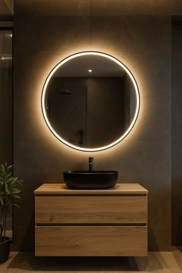 Luxe houten wastafelmeubel met keramische wasbak – 60 cm